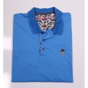 Robert Graham Blue Cotton Cotton Golf Polo Shirt Men's Large